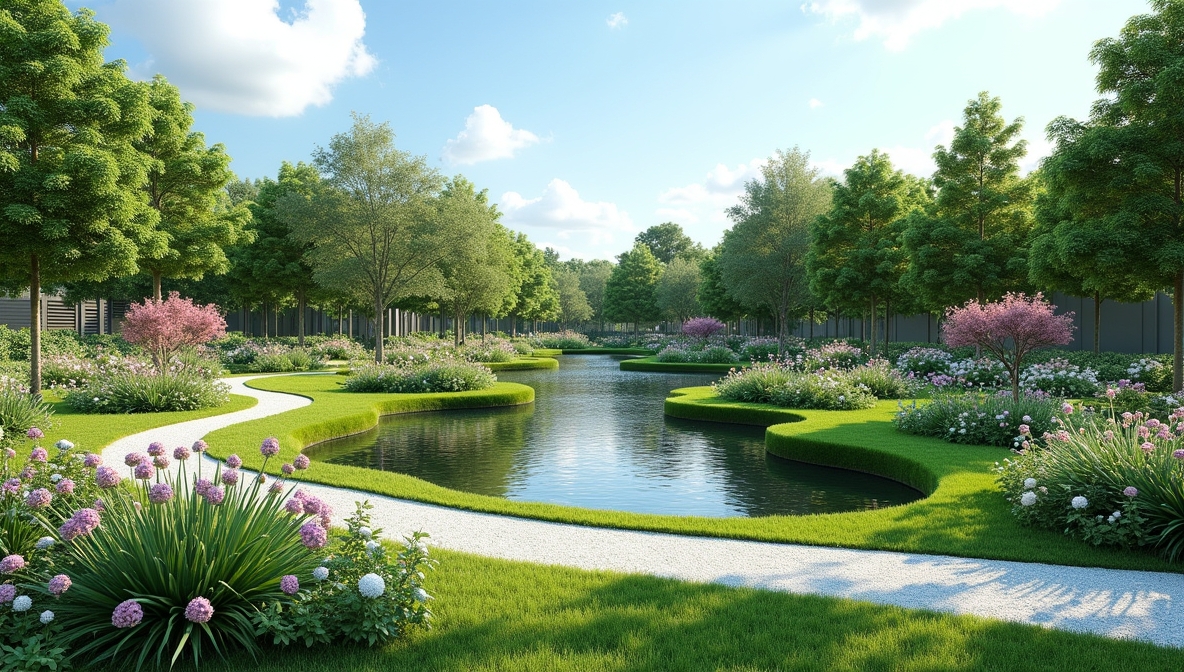 Moderne tuinontwerp met groene beplanting